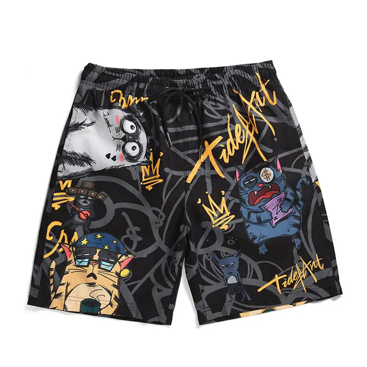 Camo Shorts Herren mit Katzen-Print | Streetwear Sommer 2025