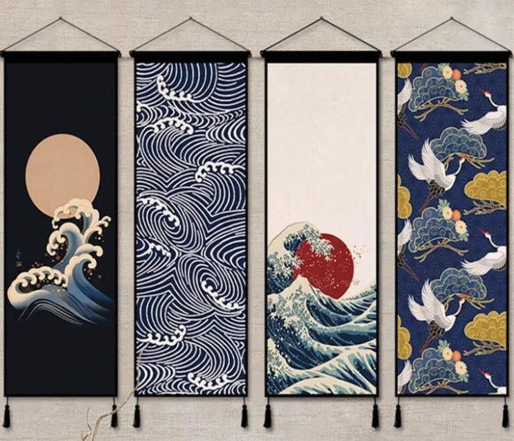 Japanisches Wandposter &quot;Rote Sonne &amp; Wellen&quot; – 45x65 cm | Kunst-Dekoration