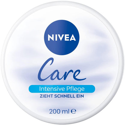 NIVEA Care Creme, Schnell Einziehende Creme Für Gesicht Und Körper, Feuchtigkeitsspendende NIVEA Creme Für Ein Zartes Und Glattes Hautgefühl (200 Ml)